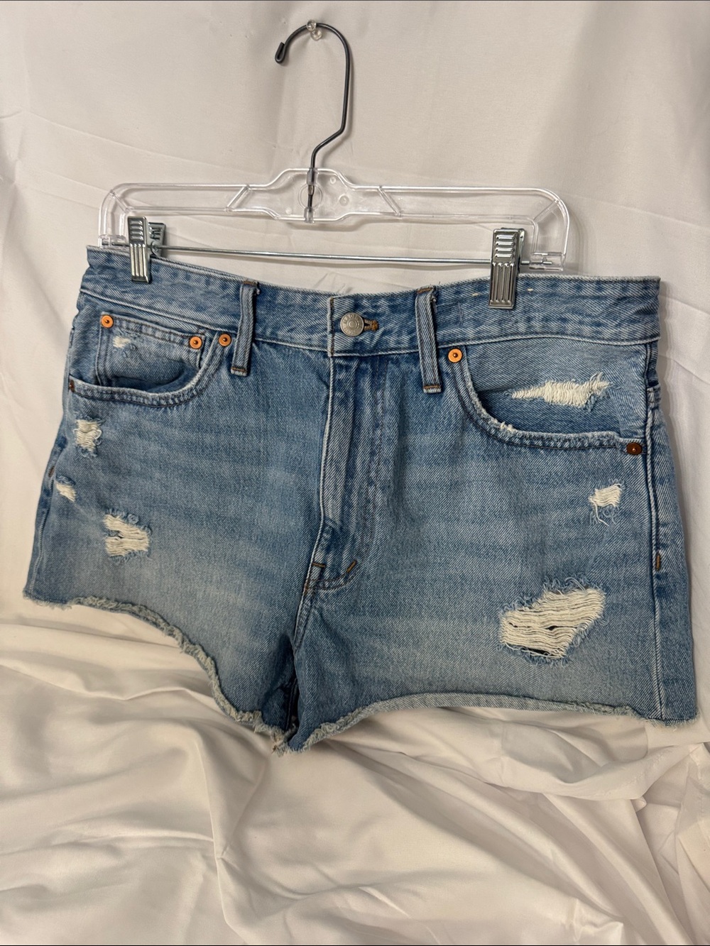 Madewell Distressed Light Blue Denim Cutoff Shorts